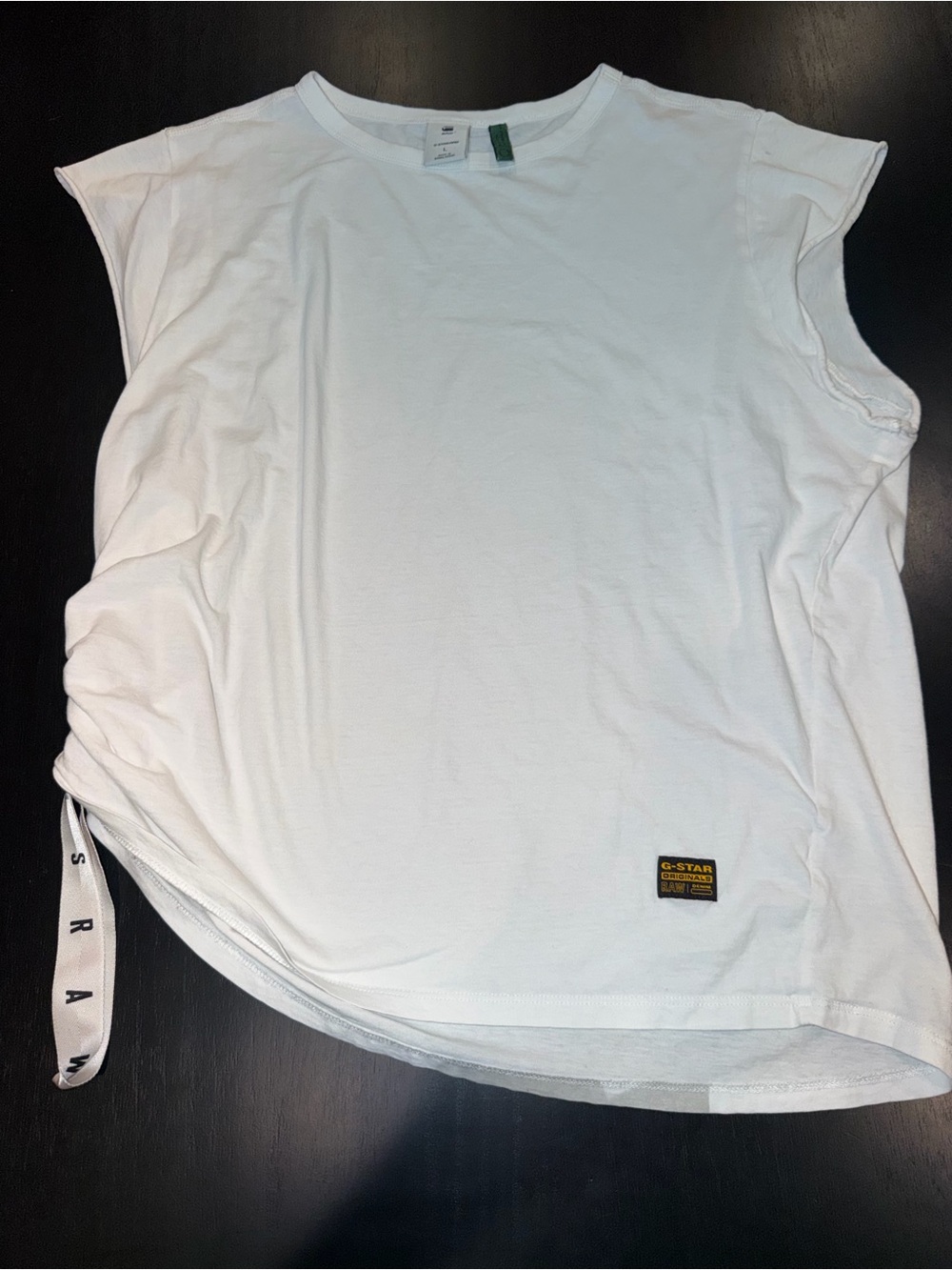 G-Star White Short Sleeve Crew-Neck Tee with Side Tie Detail